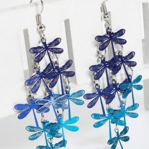 Blue Dragonfly Dangle Earrings